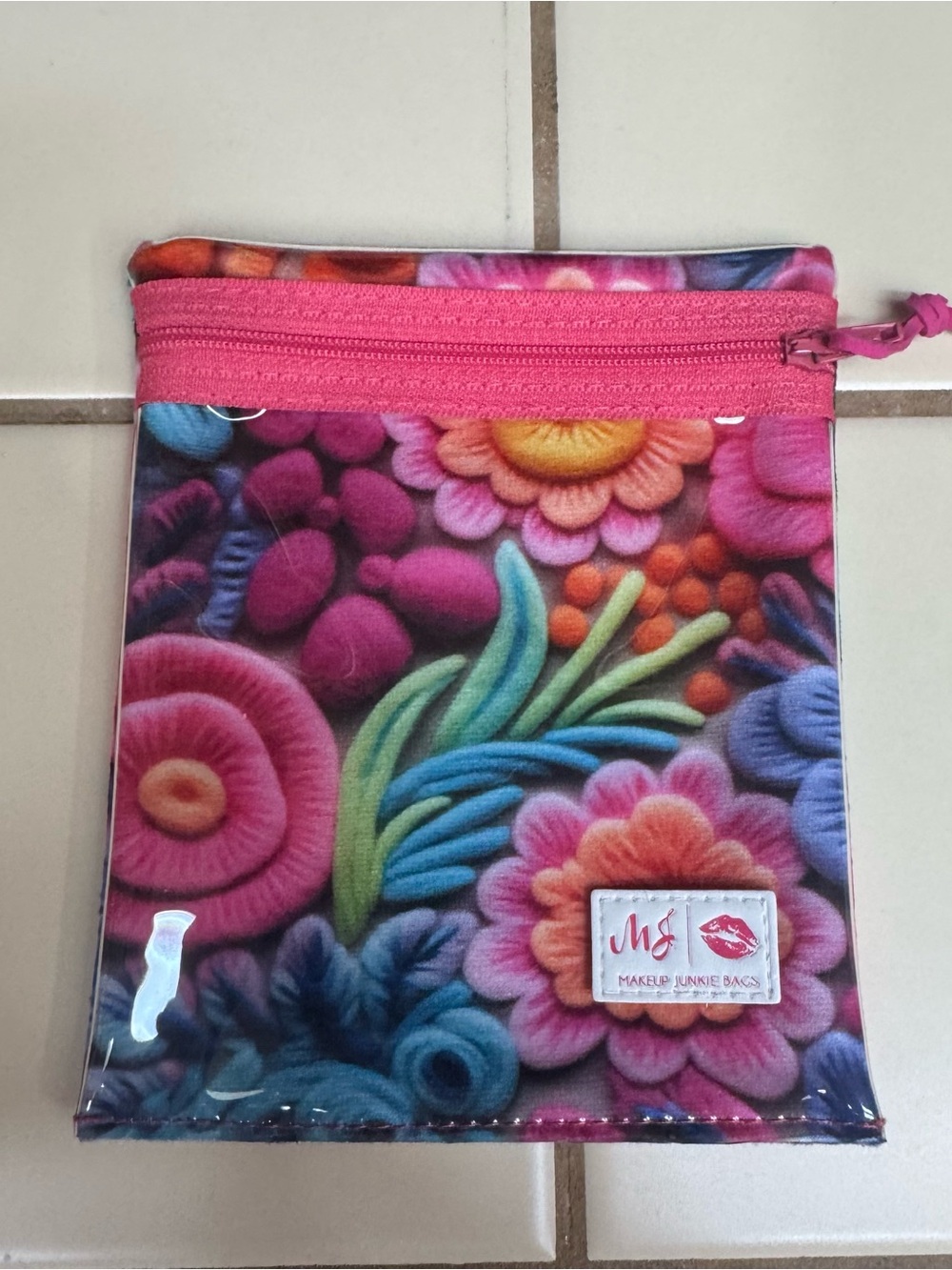 Makeup Junkie Bags Floral Pink Multipurpose Pouch (MUP)